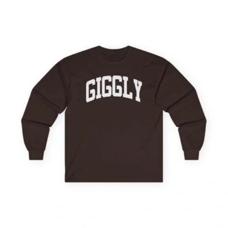 Giggly Squad Collegiate Unisex Cotton Long Sleeve T-Shirt Dark Chocolate Giggly Squad Collegiate Unisex Cotton Long Sleeve T-Shirt Dark Chocolate