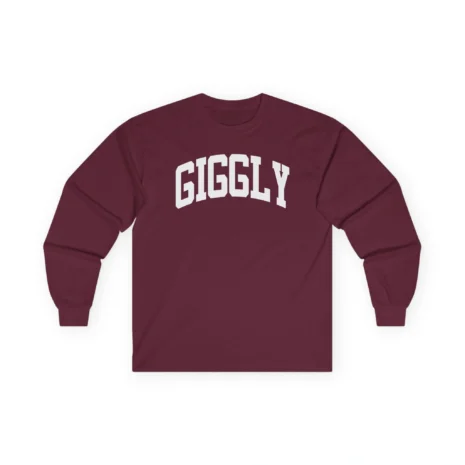 Giggly Squad Collegiate Unisex Cotton Long Sleeve T-Shirt Maroon Giggly Squad Collegiate Unisex Cotton Long Sleeve T-Shirt Maroon
