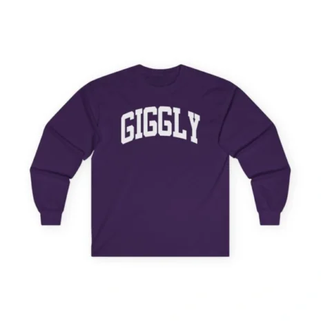 Giggly Squad Collegiate Unisex Cotton Long Sleeve T-Shirt Purple Giggly Squad Collegiate Unisex Cotton Long Sleeve T-Shirt Purple