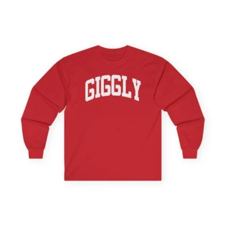 Giggly Squad Collegiate Unisex Cotton Long Sleeve T-Shirt Red Giggly Squad Collegiate Unisex Cotton Long Sleeve T-Shirt Red