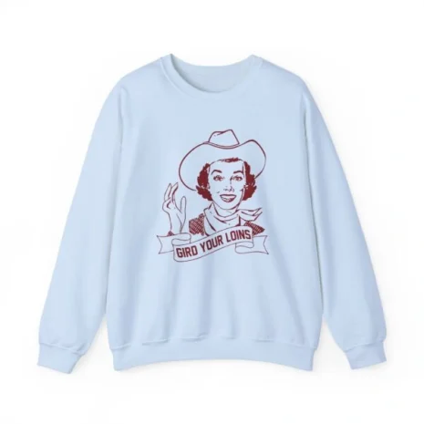Giggly Squad Gird Your Loins Unisex Heavy Blend Crewneck Sweatshirt Light Blue Giggly Squad Gird Your Loins Unisex Heavy Blend Crewneck Sweatshirt Light Blue
