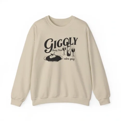 Giggly Squad Heavy Pasta Graphic Crewneck Sweatshirt – Unisex Sand Giggly Squad Heavy Pasta Graphic Crewneck Sweatshirt – Unisex Sand