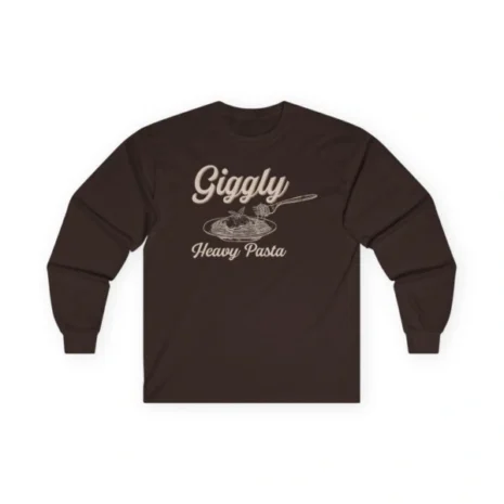 Giggly Squad Heavy Pasta Graphic Unisex Ultra Cotton Long Sleeve T-Shirt Dark Chocolate Giggly Squad Heavy Pasta Graphic Unisex Ultra Cotton Long Sleeve T-Shirt Dark Chocolate