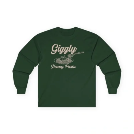 Giggly Squad Heavy Pasta Graphic Unisex Ultra Cotton Long Sleeve T-Shirt Forest Green Giggly Squad Heavy Pasta Graphic Unisex Ultra Cotton Long Sleeve T-Shirt Forest Green