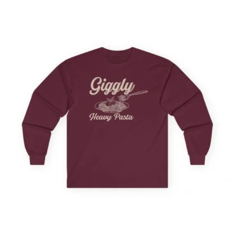Giggly Squad Heavy Pasta Graphic Unisex Ultra Cotton Long Sleeve T-Shirt Maroon Giggly Squad Heavy Pasta Graphic Unisex Ultra Cotton Long Sleeve T-Shirt Maroon