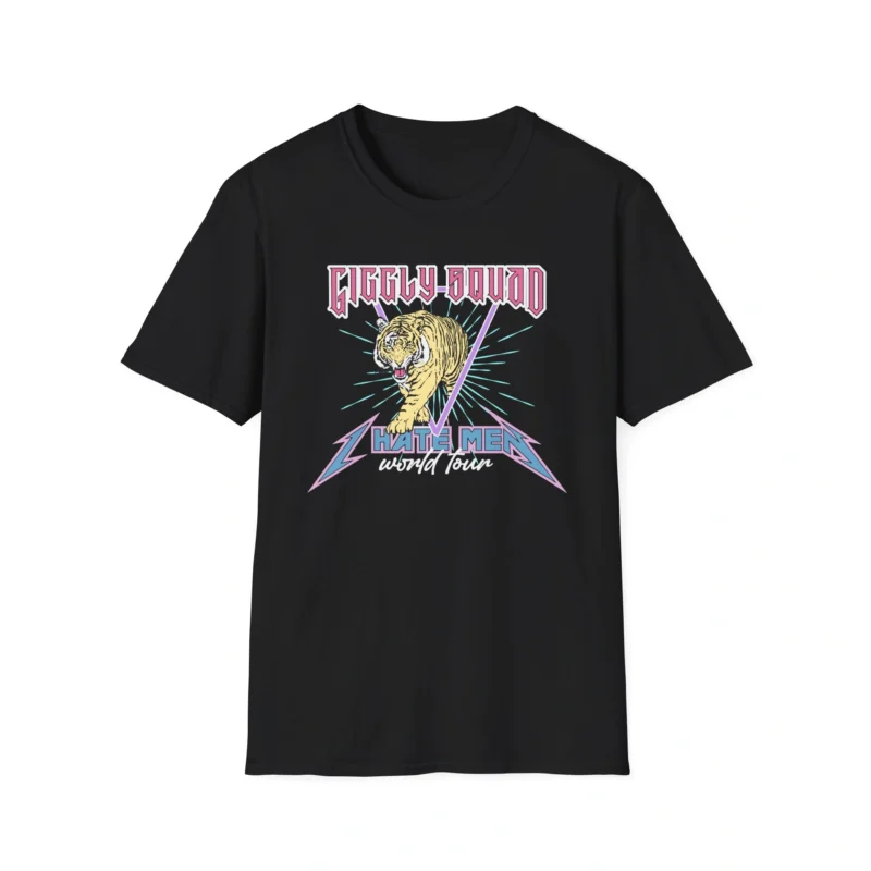 Giggly Squad I Hate Men Band Unisex Softstyle T-Shirt Black