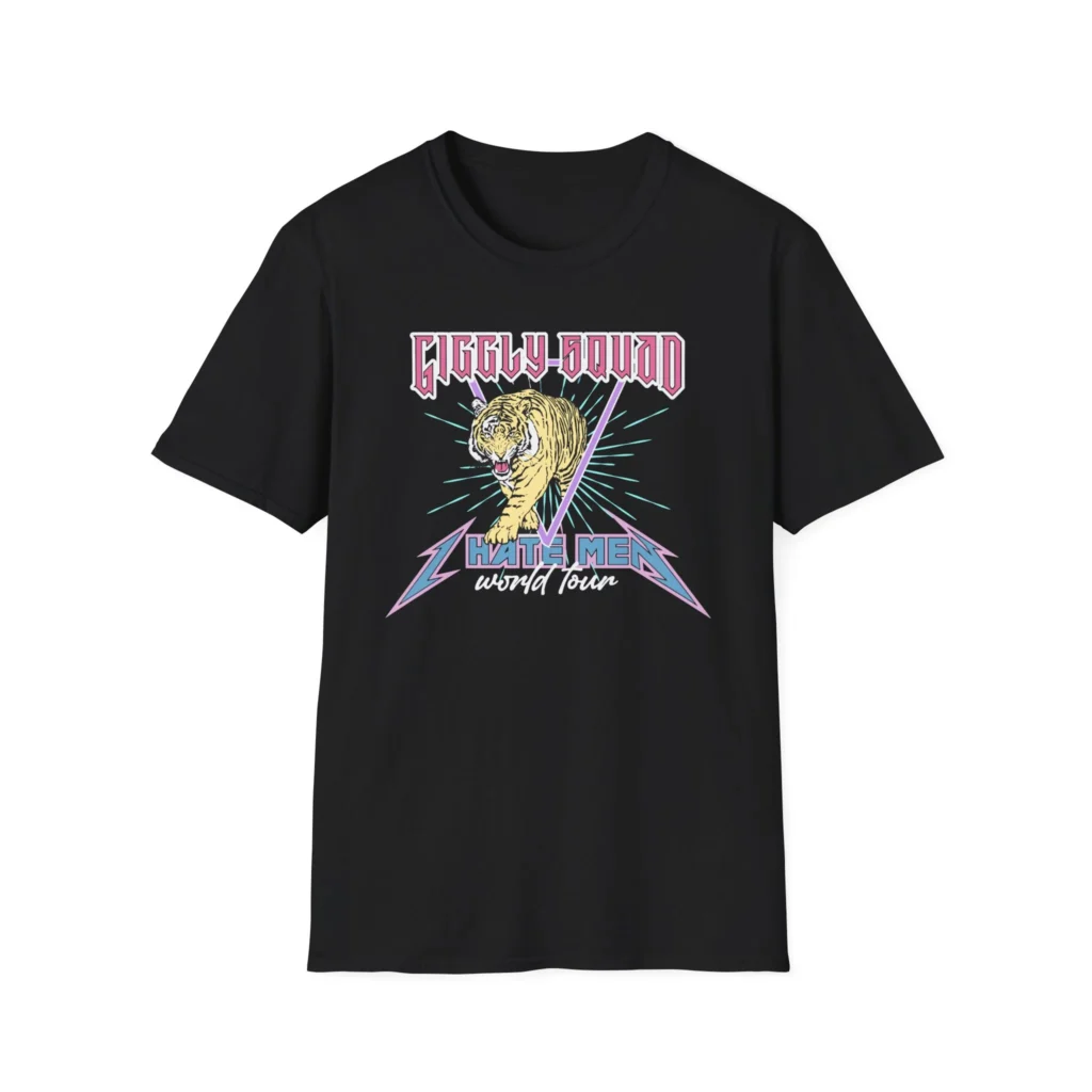 Giggly Squad I Hate Men Band Unisex Softstyle T-Shirt Black
