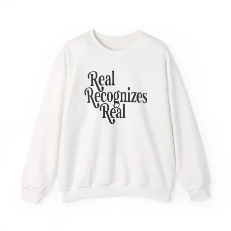 Giggly Squad Real Recognizes Real Unisex Heavy Blend Crewneck Sweatshirt White