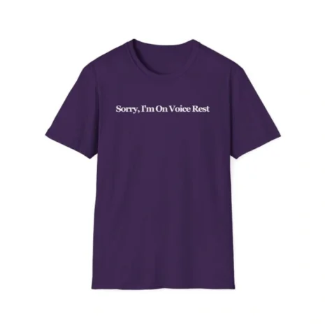 Giggly Squad Sorry I’m on Voice Rest Unisex Softstyle T-Shirt Purple Giggly Squad Sorry I’m on Voice Rest Unisex Softstyle T-Shirt Purple