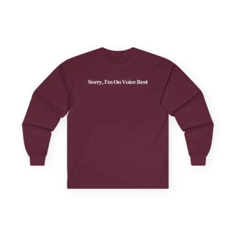 Giggly Squad Sorry I’m on Voice Rest Unisex Ultra Cotton Long Sleeve T-Shirt Maroon Giggly Squad Sorry I’m on Voice Rest Unisex Ultra Cotton Long Sleeve T-Shirt Maroon