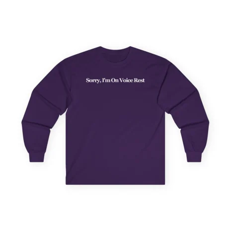 Giggly Squad Sorry I’m on Voice Rest Unisex Ultra Cotton Long Sleeve T-Shirt Purple Giggly Squad Sorry I’m on Voice Rest Unisex Ultra Cotton Long Sleeve T-Shirt Purple