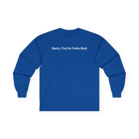 Giggly Squad Sorry I’m on Voice Rest Unisex Ultra Cotton Long Sleeve T-Shirt Royal Giggly Squad Sorry I’m on Voice Rest Unisex Ultra Cotton Long Sleeve T-Shirt Royal