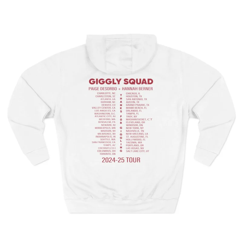 Giggly Squad Thank You for Giggling 2024-2025 Hoodie White Back Side