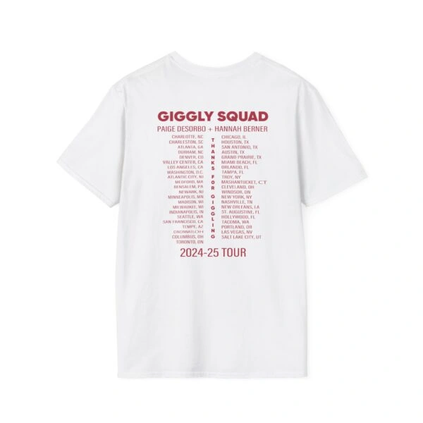 Giggly Squad Thank You for Giggling 2024-2025 Unisex Softstyle T-Shirt White Back Side