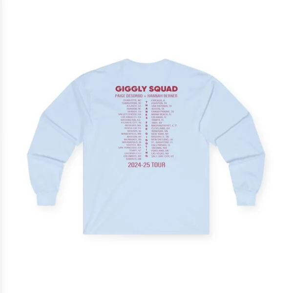 Giggly Squad Thank You for Giggling 2024-2025 Unisex Ultra Cotton Long Sleeve T-Shirt Light Blue Back Side Giggly Squad Thank You for Giggling 2024-2025 Unisex Ultra Cotton Long Sleeve T-Shirt Light Blue Back Side